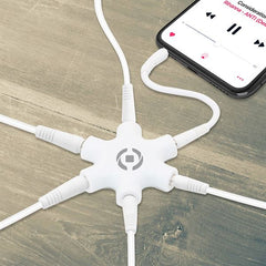 MIX5LINEIN35 - Sdoppiatore audio con 5 connettori jack 3.5mm, lunghezza 7 centimetri, compatibile con dispositivi dotati di output jack 3,5mm