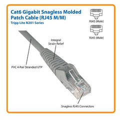 TTripplite cavo Ethernet (RJ45 M/M) modellato (UTP) Cat6 Gigabit blu, 0,31 m - N201-001-BL