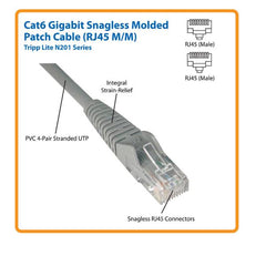 Tripplite cavo Ethernet (RJ45 M/M) modellato (UTP) Cat6 Gigabit blu, 0,61 m - N201-002-BL