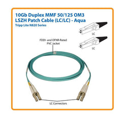 Tripplite cavo patch in fibra 10Gb/100Gb duplex multimodale 50/125 OM4 LSZH (LC/LC) - Acqua, 2m - N820-02M-OM4