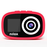 NILOX - Action Cam per bambini, doppio schermo LCD, resistente all'acqua certificazione IP67, filtri colorati per le foto, memoria espandibile, registra video in Full HD