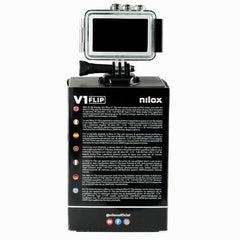 NILOX - Action Cam V1 FLIP con sportellino richiudibile con display, lente da 170°, stabilizzazione elettronica, sequenze video fluide fino a 5K30
