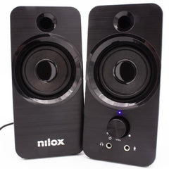 NILOX TECH - Altoparlante con connessione USB con microfono, potenza audio 3 watt x 2, funzioni AUX IN, jack cuffie / MIC, controllo volume.