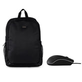NILOX TECH - Zaino per Notebook/Laptop 15,6”, spallacci imbottiti e regolabili, 2 ampi scomparti + Mouse USB 1000 DPI, lunghezza cavo 1.2 mt, 3 pulsanti