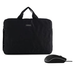 NILOX TECH - Borsa per Notebook/Laptop fino a 15,6”, imbottita, manico e tracolla + Mouse USB 1000 DPI, 3 tasti, lunghezza cavo 1.2 mt