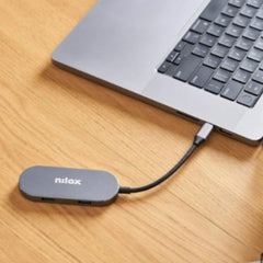 NILOX TECH - Docking station con porta USB-C, tecnologia Power delivery, HDMI 4K, 3 porte USB-C 3.2, potenza massima 87 Watt