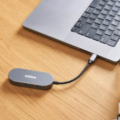 NILOX TECH - Mini docking station con porta USB-C, HDMI 4K, 3 porte USB 3.2, RJ45, tecnologia Power Delivery