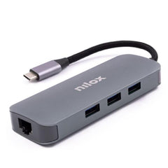 NILOX TECH - Docking station con porta USB-C, 2 porte HDMI 4K, VGA, 3 porte USB 3.2, RJ45, tecnologia Power Delivery, potenza massima 87 Watt