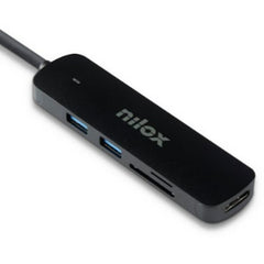 NILOX TECH - Adattatore/Hub con porta USB-C, 5in1, HDMI 4K, lettore memorie, 2 porte USB 3.2