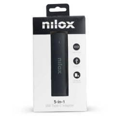 NILOX TECH - Adattatore/Hub con porta USB-C, 5in1, HDMI 4K, lettore memorie, 2 porte USB 3.2