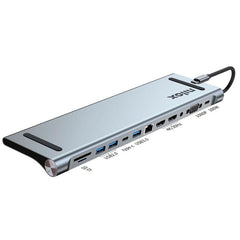 NILOX TECH - Docking station con porta USB-C, compatibile Macbook, 12in1, 2 porte HDMI 4K, VGA, lettore memorie, USB-C potenza massima 100 Watt, 3 porte USB, RJ45, audio jack 3,5mm