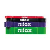 NILOX - Bande Elastiche di Resistenza con quattro livelli di resistenza, gomma anti scatto, dotato di 2 manici in schiuma con moschettoni e due cinturini alla caviglia