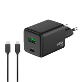 NILOX TECH - Caricabatteria da rete, tecnologia GaN, potenza massima 45 Watt, 2 porte totali, cavo USB-C a USB-C incluso, lunghezza cavo 2 metri, protezioni da cortocircuito