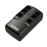 NILOX TECH - UPS Premium Line INTERACTIVE 850VA, connessione USB, 6 Prese Schuko 3 protezione e 3 backup, stabilizzazione Tensione tramite AVR, capacità batteria 5Ah