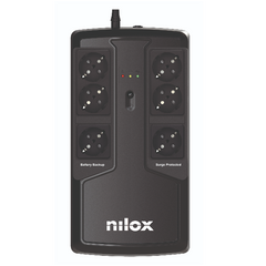 NILOX TECH - UPS Premium Line INTERACTIVE 850VA, connessione USB, 6 Prese Schuko 3 protezione e 3 backup, stabilizzazione Tensione tramite AVR, capacità batteria 5Ah