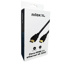 NILOX TECH - Cavo con connettore HDMI 1.4, Ethernet 4k, 30 Hz 30AWG, lunghezza cavo 3 mt, connettori maschio e maschio, Supporto Audio Return Channel (Retail pack)