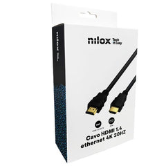 NILOX TECH - Cavo con connettore HDMI 1.4, Ethernet 4k, 30 Hz 30AWG, lunghezza cavo 5 mt, connettori maschio e maschio, Supporto Audio Return Channel (Retail pack)