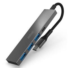 NILOX TECH - Hub con 4 porte, 3 porte USB-A 3.2 Gen 1, porta USB-C, connettore USB-C output