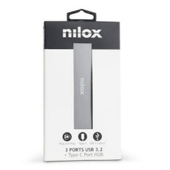 NILOX TECH - Hub con 4 porte, 3 porte USB-A 3.2 Gen 1, porta USB-C, connettore USB-C output