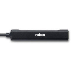 NILOX TECH - Hub con 4 porte, 3 porte USB-A 2.0, porta USB-A 3.2 Gen 1, connettore USB-C output, materiale alluminio