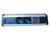 NILOX TECH - Multipresa da scrivania, 5 porte, 2 porte Schuko 10/16A tripolari, 2 porte USB, HDMI femmina, lunghezza cavo 1.5 mt