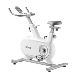 NILOX - Bicicletta da interno con volano da 6KG di peso, 24 livelli di resistenza, multimediale, display multifunzione, sedile regolabile, peso massimo utente 110KG