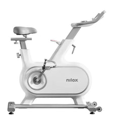 NILOX - Bicicletta da interno con volano da 6KG di peso, 24 livelli di resistenza, multimediale, display multifunzione, sedile regolabile, peso massimo utente 110KG