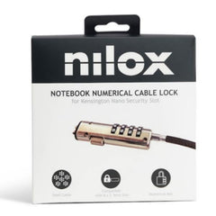 NILOX TECH - Lucchetto a combinazione, slot Kensington Nano da 6,25 mm, lunghezza cavo 1.9 mt, materiale acciaio, combinazione riconfigurabile a 4 cifre