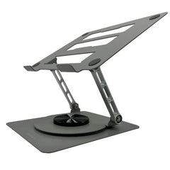 NILOX TECH - Supporto girevole fino a 360° per Notebook/Laptop/Tablet da 10" fino a 16", regolabile in altezza e inclinazione, base anti scivolo, materiale metallo al carbonio