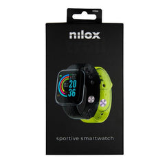 NILOX - Smartwatch sportivo, 2 cinturini in confezione, più di 100 diverse tipologie di sport su cui monitorare la performance, compatibilità universale, notifiche, display da 1.4