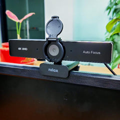 NILOX TECH - Webcam con risoluzione 4K 30 fps, auto focus, cavo USB-A con adattatore USB-C, 2 microfoni integrati, plug & play