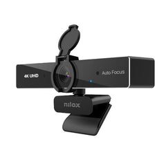 NILOX TECH - Webcam con risoluzione 4K 30 fps, auto focus, cavo USB-A con adattatore USB-C, 2 microfoni integrati, plug & play