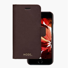New York - Custodia in pelle Saffiano per iPhone SE/8/7 - Marrone