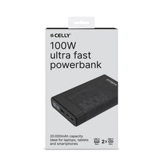 PBPD100W20000 - Powerbank Power Delivery, capacità 20000 mAh, potenza massima 100 Watt, display LED integrato, due porte USB-C, una porta USB-A