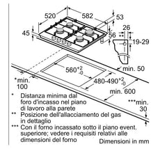 PIANO GAS PGP6B5K85 60CM 4F INOX