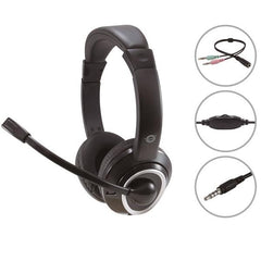 CUFFIE PROFESSIONALI STEREO 3.5mm con Microfono e Controllo Remoto (Cavo Splitter incluso)