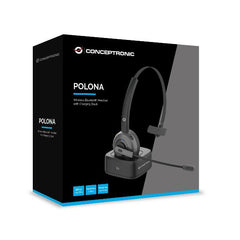 AURICOLARE WIRELESS BLUETOOTH con DOCK per ricarica, microfono