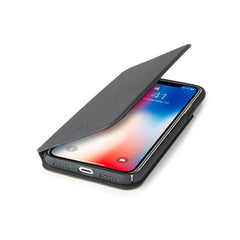 PRESTIGE - Custodia ad agenda ultrasottile con finitura morbida con effetto opaco colore nero compatibile con Apple iPhone Xs/ iPhone X