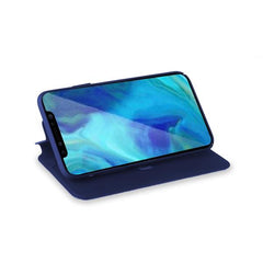 PRESTIGE - Custodia ad agenda ultrasottile con finitura morbida con effetto opaco colore blu compatibile con Apple iPhone Xs/ iPhone XApple iPhone Xr