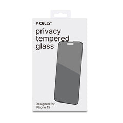 PRIVACY FULL GLASS - Vetro 9H con effetto Privacy e bordo colorato nero compatibile con Apple iPhone 15