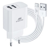 CARICATORE DA MURO 12W 2 USB A + CAVO RICARICA USB C