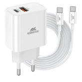 CARICATORE DA PARETE USB-C 20W PD + CAVO USB C / USB C
