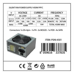 NILOX TECH - Alimentatore da assemblaggio, potenza massima 450 Watt, protetto contro cortocircuiti, sovraccarichi e surriscaldamenti, ventola di raffreddamento
