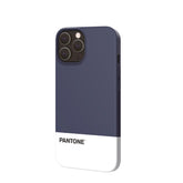 PANTONE - Cover in TPU bicolore blu navy e bianco bordi anti-scivolo protezione tasti laterali compatibile con Apple iPhone 13 Pro