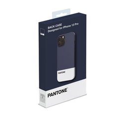 PANTONE - Cover in TPU bicolore blu navy e bianco bordi anti-scivolo protezione tasti laterali compatibile con Apple iPhone 13 Pro