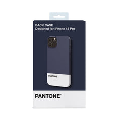 PANTONE - Cover in TPU bicolore blu navy e bianco bordi anti-scivolo protezione tasti laterali compatibile con Apple iPhone 13 Pro