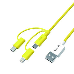 PANTONE - Cavo 3in1 connettori input MicroUsb/USB-C/Lightning con connettore output USB-A, lunghezza cavo 1.2 mt