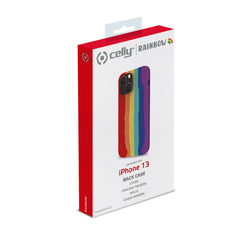 RAINBOW - Cover in silicone morbido con bordi anti scivolo compatibile con Apple iPhone 13