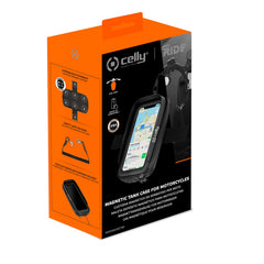 RIDEMAGNET - Supporto universale per smartphone utilizzabile in moto, attacco magnetico al serbatoio, funzione touch screen, resistente all'acqua, cavo a spirale