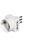 Adattatore 2 Prese F. 10A,e Presa F. Tedesca, Presa Maschio 10A -Bianco-